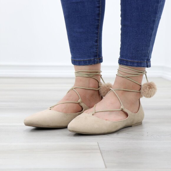 Pointed Toe Faux Suede Strappy Slip-On Flats - Picture 3 of 11